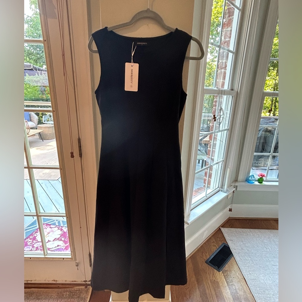 Sleeveless A-Line Midi Dress, Stretchy Knit, Formal Cocktail Wear NWT - Picture 8 of 12
